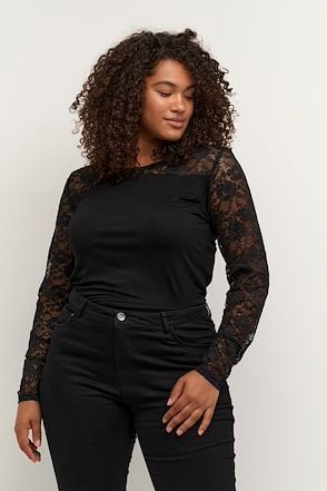 Long Sleeve Lace Top In Black, CY Boutique